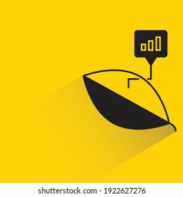 leaf and data graph with shadow on yellow background