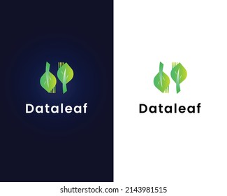 leaf data logo design template