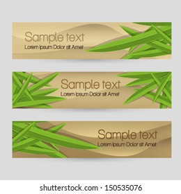 Leaf decorated vector sand banner set illustration