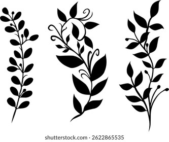 Conjunto de Vector de silueta de decoración de hojas