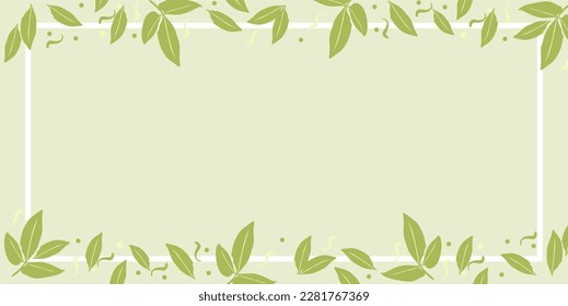Leaf decoration vector frame background with copy space area. aesthetic leaf decoration frame background template