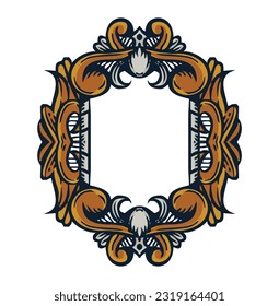 
Marco vintage decorativo de hoja y vector dibujado a mano de borde