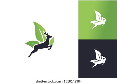 Leaf Deer Logo Inspirations Template