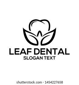 leaf dental logo concept black and white