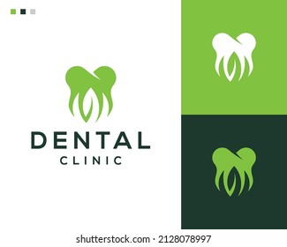 Diseño de logotipo de hoja y dental
