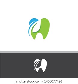 Leaf dental Logo, green logo dental ,abstract logo dental