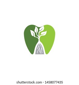 Leaf dental Logo, green logo dental ,abstract logo dental