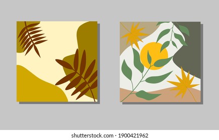 Leaf design abstract style Scandinavian, botanical, printable art 