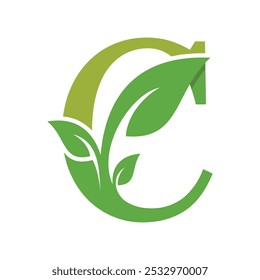 leaf design with a creative concept of the letter c combination