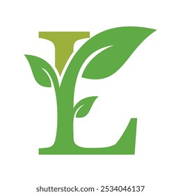 leaf design with a creative concept of the letter l combination