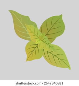 Leaf design with gradient colors inspired by cartoon images.
