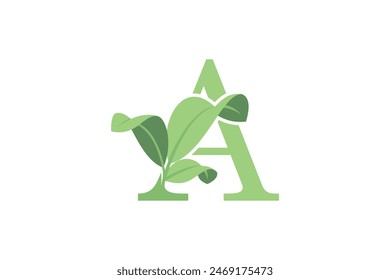 leaf design with letter a concept