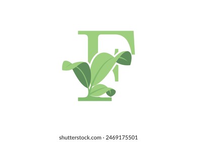 leaf design with letter f concept