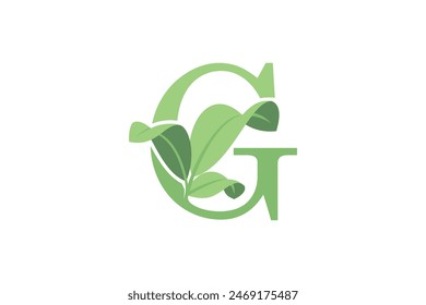 leaf design with letter g concept