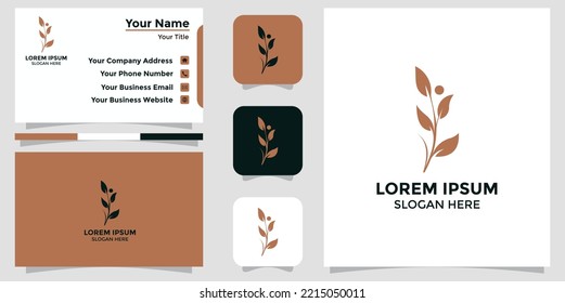 logotipo de diseño de hoja y tarjeta de marca