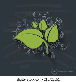 Leaf design on blackboard background,clean vector