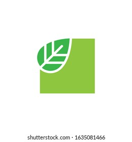 Leaf design in a square box.Colors are easily editable.