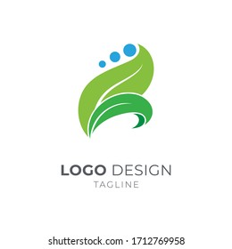 Logotipo de dew de hoja, vector de logotipos de naturaleza verde