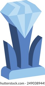 Leaf Diamond Abstract Shape Award isometric concept, Luxury business management trophy vector icon design, token of recognition symbol, Expression of gratitude sign, distinctive insignia  illustration