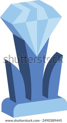 Leaf Diamond Abstract Shape Award isometric concept, Luxury business management trophy vector icon design, token of recognition symbol, Expression of gratitude sign, distinctive insignia  illustration