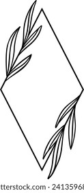Leaf Diamond Border | Botanical Geometric Frame | Decorative Plant Element