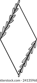 Leaf Diamond Border | Laurel Botanical Geometric Frame | Decorative Plant Element