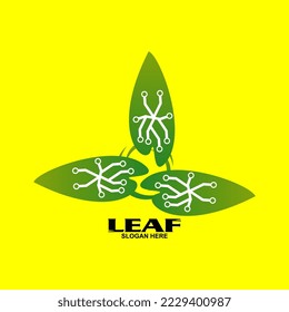 leaf digital logo vector illustration, perfect for icon, mascot, factory, company, nature lover, technology, etc