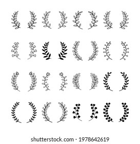 Divisor de hojas y divisores florales. Los laureles coronan ramas de elementos decorativos.