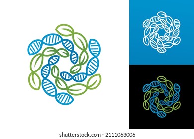 Leaf DNA logo template design vector