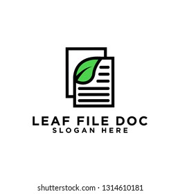 Leaf document design logo, natural data logo symbol, document logo vector icon