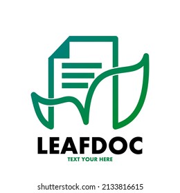 Leaf document vector logo template. This design use paper and sheet symbol. Suitable for business and nature.
