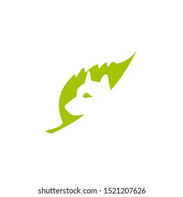 leaf dog animal vector logo