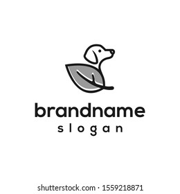 leaf dog logo design vector