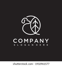 Leaf and dog logo icon , dog leaf  logo design template inspiration vector image