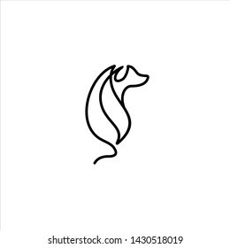 leaf dog logo outline style download template