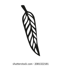 Leaf doodle illustration by hand vector black leaves color autumn leaf feather November cold plants