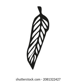 Leaf-Doodle-Illustration von Hand, Vektorschwarz Blätter Farbe Herbstblatt Feder November kalte Pflanzen