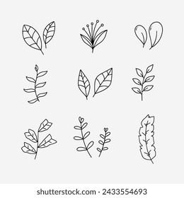 Leaf doodle line vector illustration