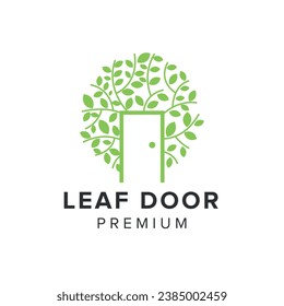 leaf doors logo vector icon illustration