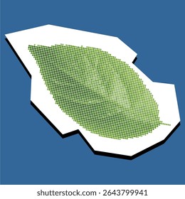 Leaf dotted collage element in a torn paper vector, created with pointillism. A unique, artistic representation for nature themes, ecology, organic products, or sustainable design.