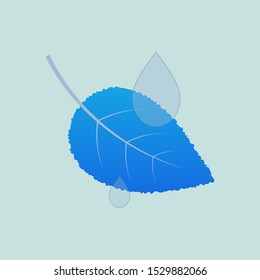 Leaf and a drop of dew. Symbol of concern for nature. Vector illustration  