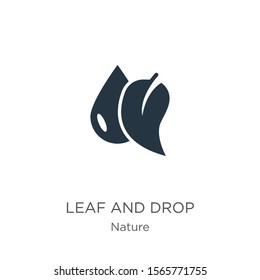 Leaf and drop icon vector. Trendy flat leaf and drop icon from nature collection isolated on white background. Vector illustration can be used for web and mobile graphic design, logo, eps10