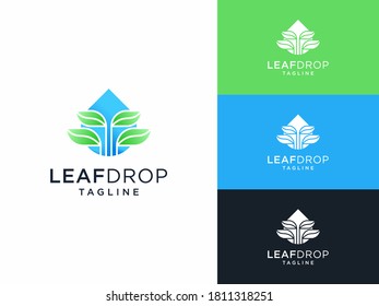 leaf drop logo design, creative modern logo designs concept