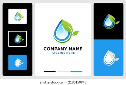 Leaf drop logo design vector