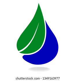 Leaf drop logo in modern style on white background. Sign, symbol. Ecology nature design. Liquid color background design. Modern background design. Ecology nature environment.