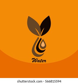 Leaf with drop in logo. Organic Life symbol. Eco planet. save clean planet With a drop of water