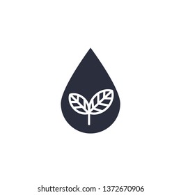 Leaf in drop vector icon nature symbol. Modern simple flat vector illustration for web site or mobile app