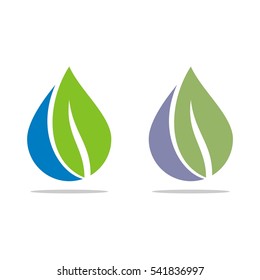 Leaf and Drop Water Logo Template Illustration Design. Vector EPS 10.