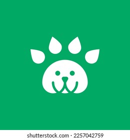 leaf droplet dog puppy paw logo