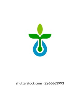 Gotas de hoja cultivando logotipo minimalista